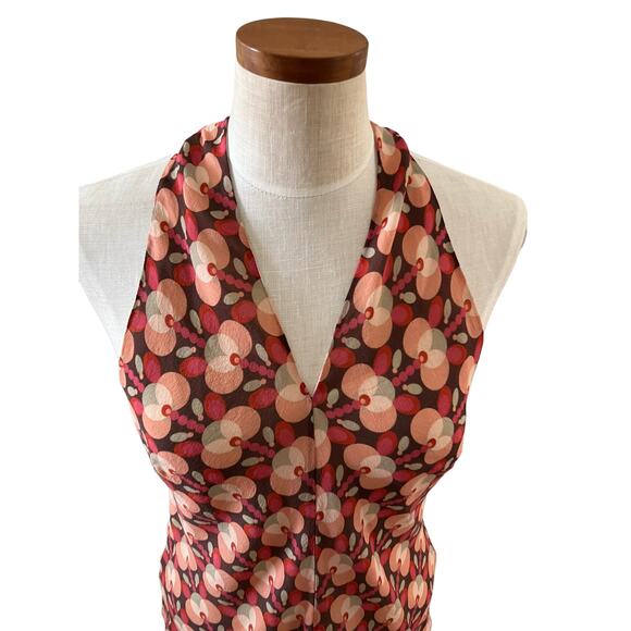 Victorias Secret Y2K Mod Print Silk Halter Top M - Picture 2 of 5